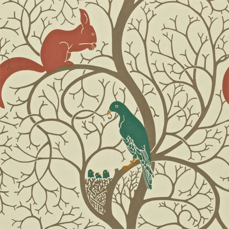 Squirrel & Dove Teal/Red Authentique