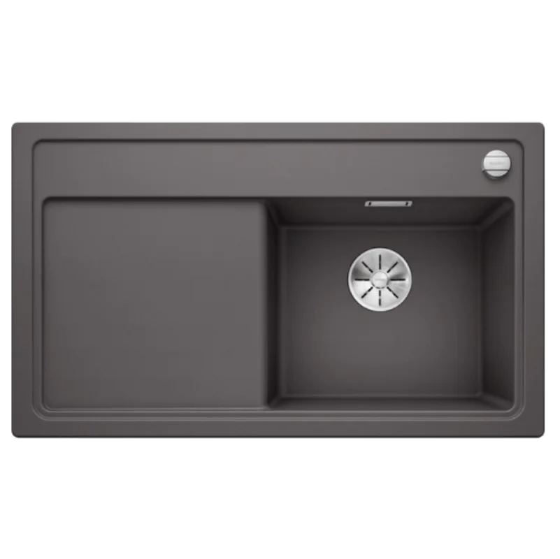 Must-Have Evier ZENAR 45 S PuraDur en Silgranit 86x51cm avec vidage automatique et égouttoir gauche, Gris Rocher (523785)