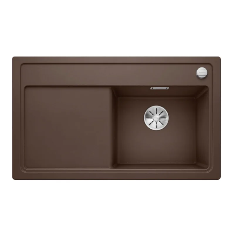 Evier ZENAR 45 S PuraDur en Silgranit 86x51cm avec vidage automatique et égouttoir gauche, Café (523798) Dernier Modèle