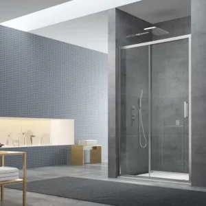 Offre Exclusive Tex Porte coulissante de douche verre trempé transparent avec glissières silencieuses 100x195cm, Chrome (SIKOTEXD100CRT)