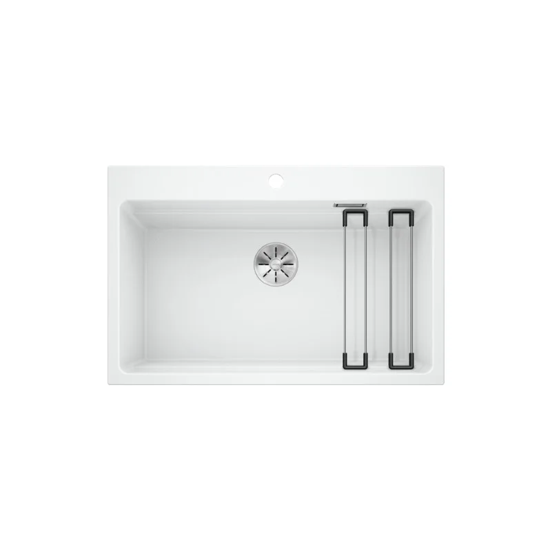 Evier ETAGON 8 PuraDur en Silgranit 78x51cm avec cuve à étages + 2 rails en inox inclus, Blanc (525191) Vente Flash