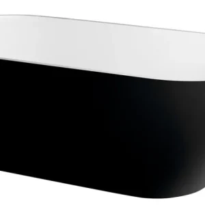 Reduta 170 x 80 cm Baignoire îlot en marbre coulé, sans pieds, noir brillant (72973) Super Prix