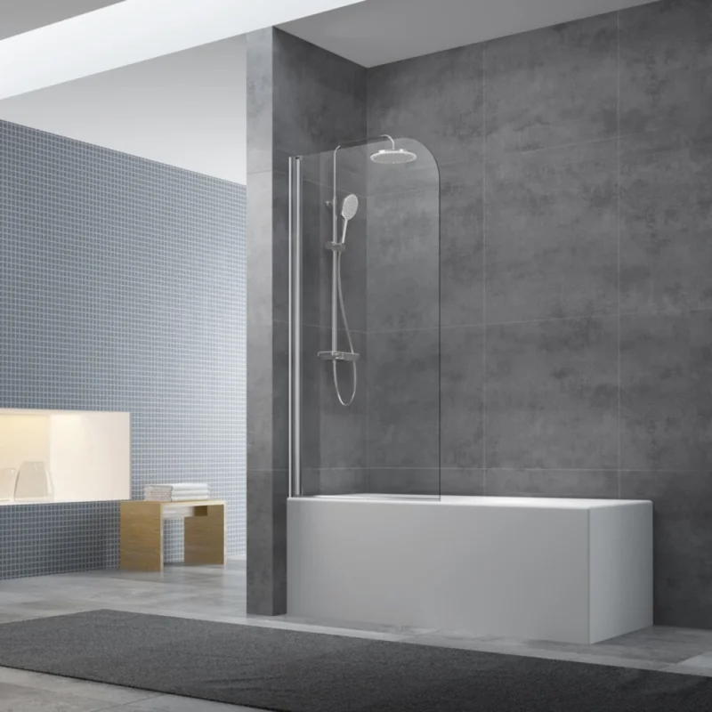 Réduction Pare-baignoire avec un panneau pivotant en verre, 150x75cm, Chrome (SATVZUNIKCRT75)