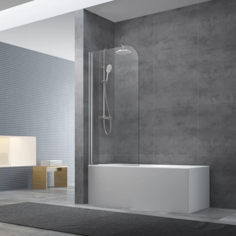 Pare-baignoire avec un panneau pivotant en verre, 150x70cm, Chrome (SATVZUNIKCRT70) Dernière Chance