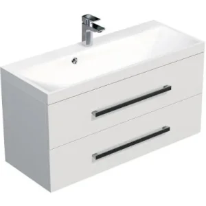 Acheter Direct Meuble de salle de bain avec vasque Naturel Cube Way 100x40 cm blanc brillant (CUBE2100ZBL)