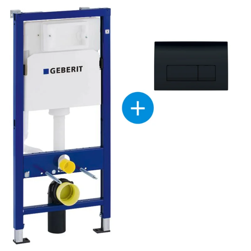 Ensemble bati-support Geberit Duofix UP100 + reservoir pour WC 112 cm + Plaque de commande Delta50 Noire Top Vente