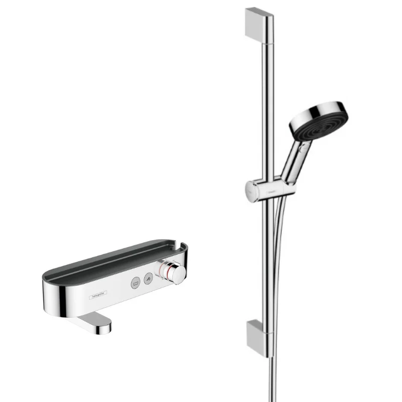 ShowerTablet Select Set Mitigeur Thermostatique douche/bain + Douchette 105mm 3 jets + Flexible douche 160cm + Barre 65cm Haute Qualité