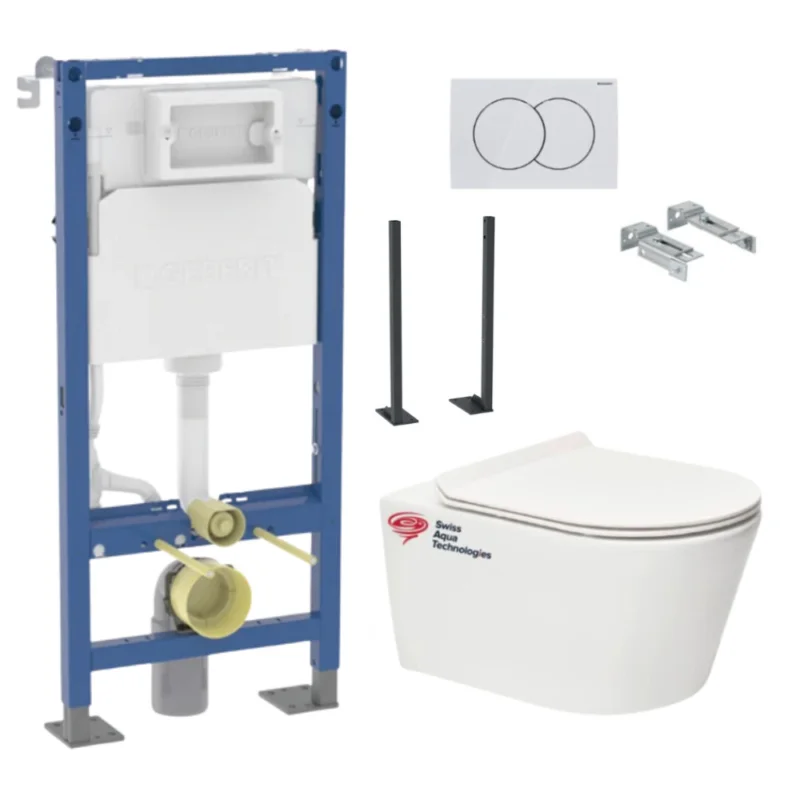 Pack Autoportant bati-support Geberit + WC sans bride Swiss Aqua Technologies Brevis + abattant ultra-fin (BREVISGEBX) Remise