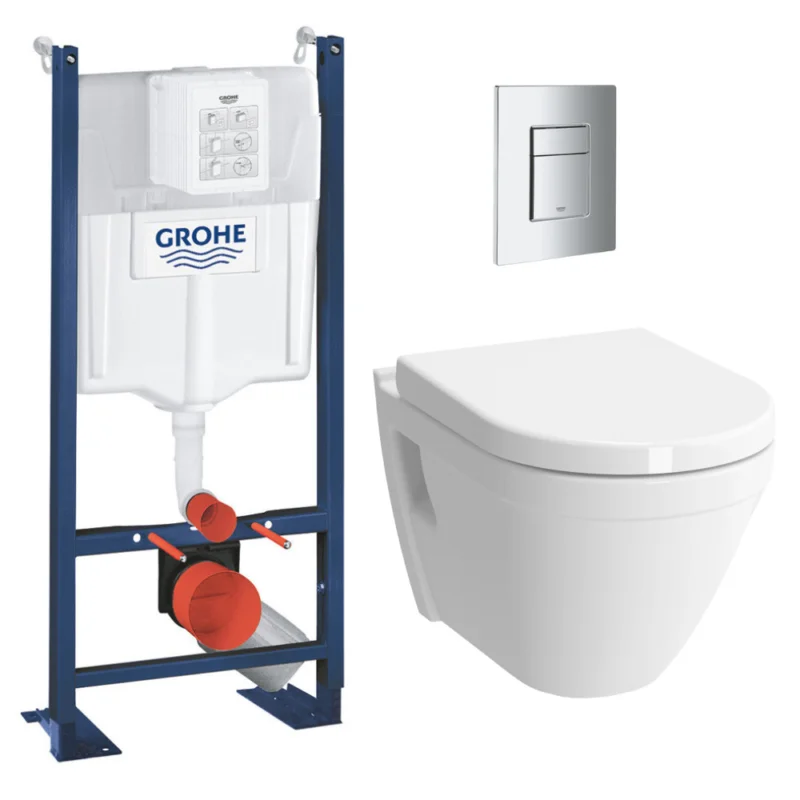 Pack WC Bâti Rapid SL Autoportant + Cuvette Vitra S50 + Abattant soft close + Plaque chrome (ProjectS50softclose-1-SP) Petit Prix