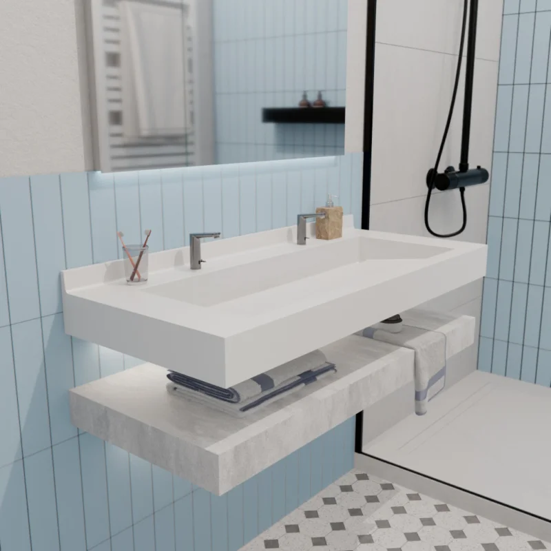 Offre Exclusive Ultra plan vasque autoportant 1200 x 520 x 100 mm, en Solid Surface, blanc mat (ULTRA-1200)