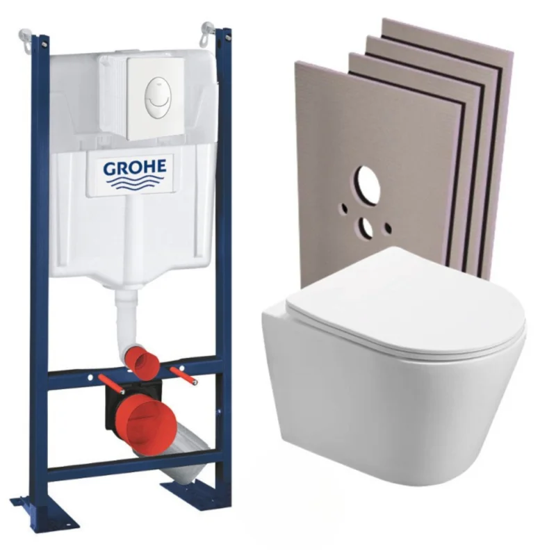 Offre Spéciale Pack WC Bâti autoportant + WC sans bride SAT Infinitio + Abattant softclose + Plaque blanc alpin + Set habillage