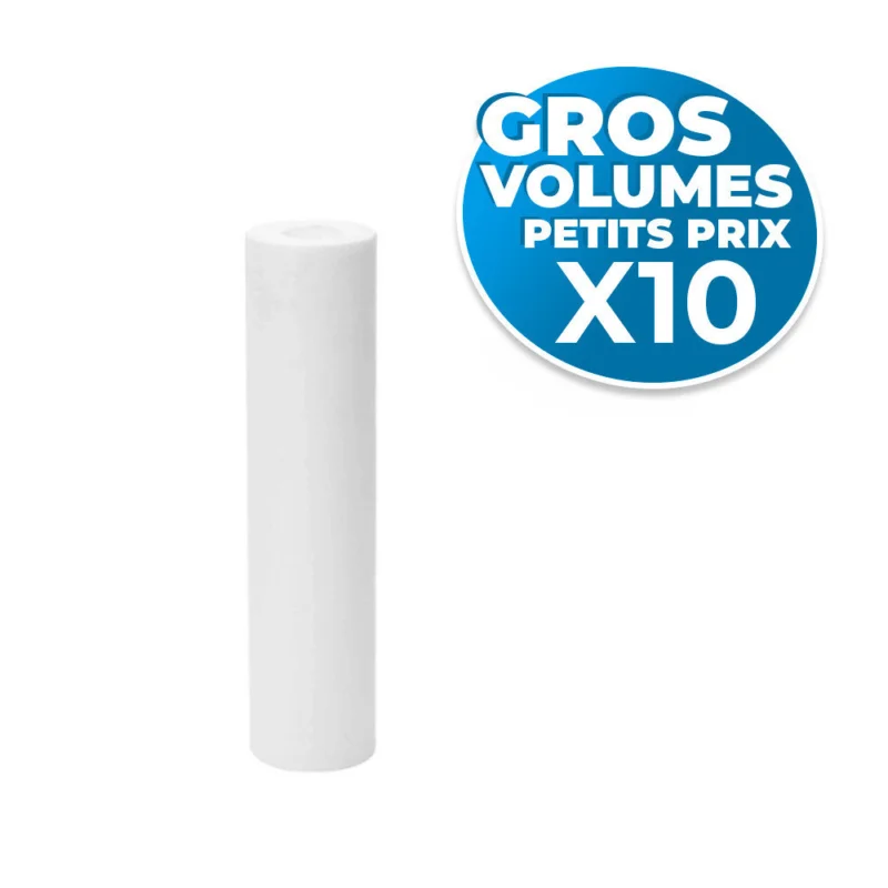 Réduction Lot de 10 Cartouches pour filtres domestiques 10 micromètres, longueur 25,3 cm diamètre 6 cm (SATCPP1010MA-GVP10)