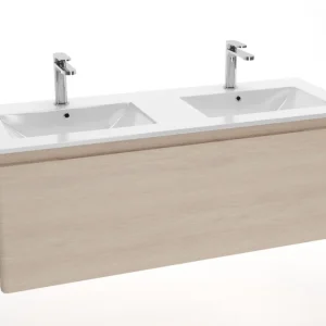 Modena 121x46 cm double vasque en céramique, 2 trous pour robinetterie, blanc (M2N12046) Achetez Aujourd'hui