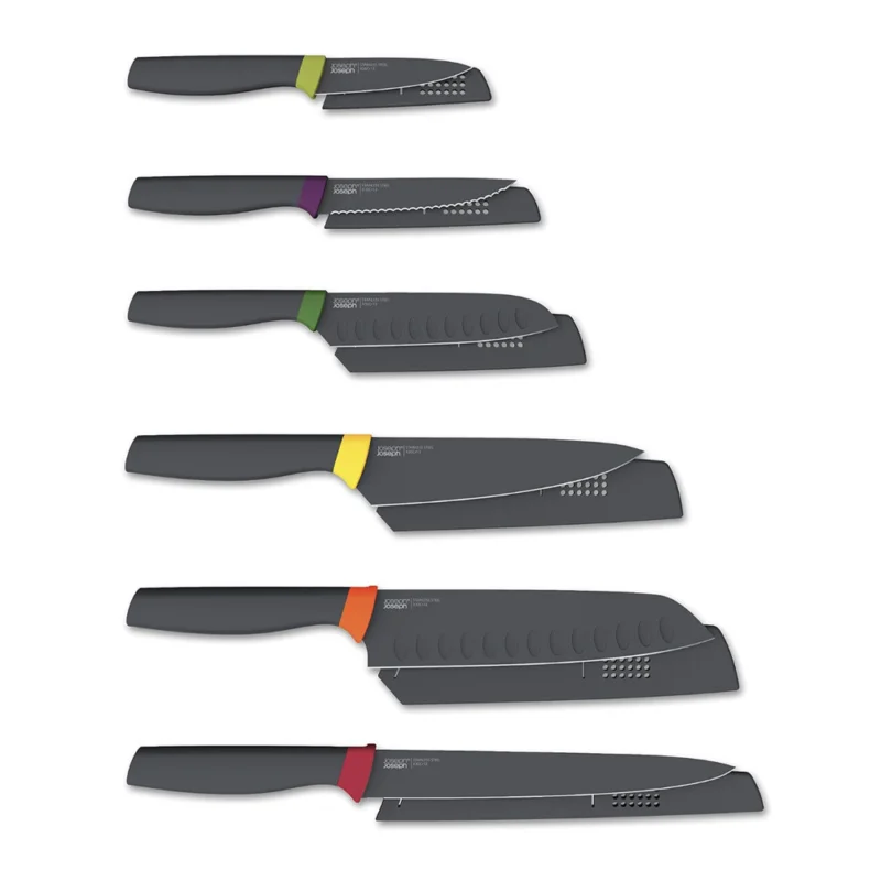 Elevate™ set de 6 couteaux lames en acier inoxydable avec repose-couteaux intégré, multicolore (98437) Satisfait Ou Remboursé