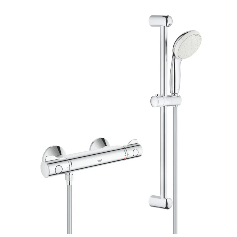 Grohtherm 800 Mitigeur thermostatique douche 1/2" avec ensemble de douche, Chrome (34565001) Usine Directe