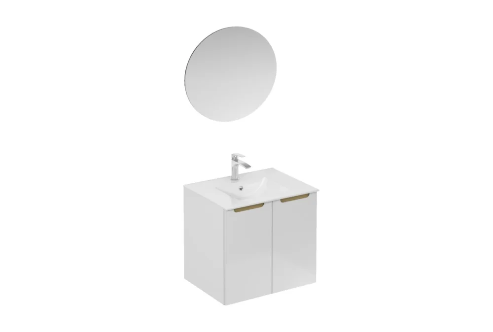 Expédition Rapide Ensemble de salle de bain avec lavabo comprenant mitigeur de lavabo, bec et siphon Naturel Stilla blanc brillant (KSETSTILLA024)