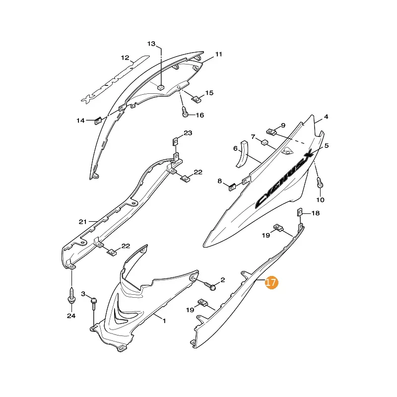 Prix Choc Yamaha 5ML-F171L-00-P3 Cache latéral 1 Cygnus XC125 ‘04/05 Bleu nuit