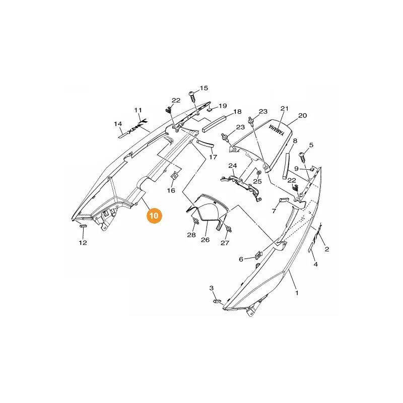 Nouveauté Yamaha 4B5-21721-00-P6 Cache latéral 2 (droit) T-Max 500 ‘09/10 bleu mat