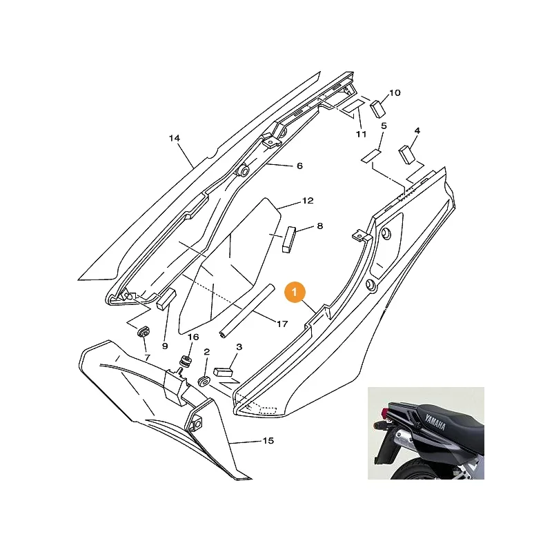 Meilleur Choix Yamaha 4GW-21711-00-P7 Cache latéral 1 (gauche) TDR125 2001 Noir et Gris