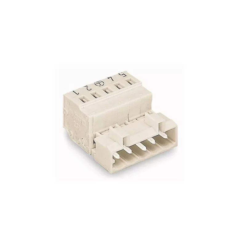 Commande En Gros Wago 721-605/000-042 Connecteur m‚le détrompé 5 pôles avec contact de terre avancé pas de 5mm Gris clair