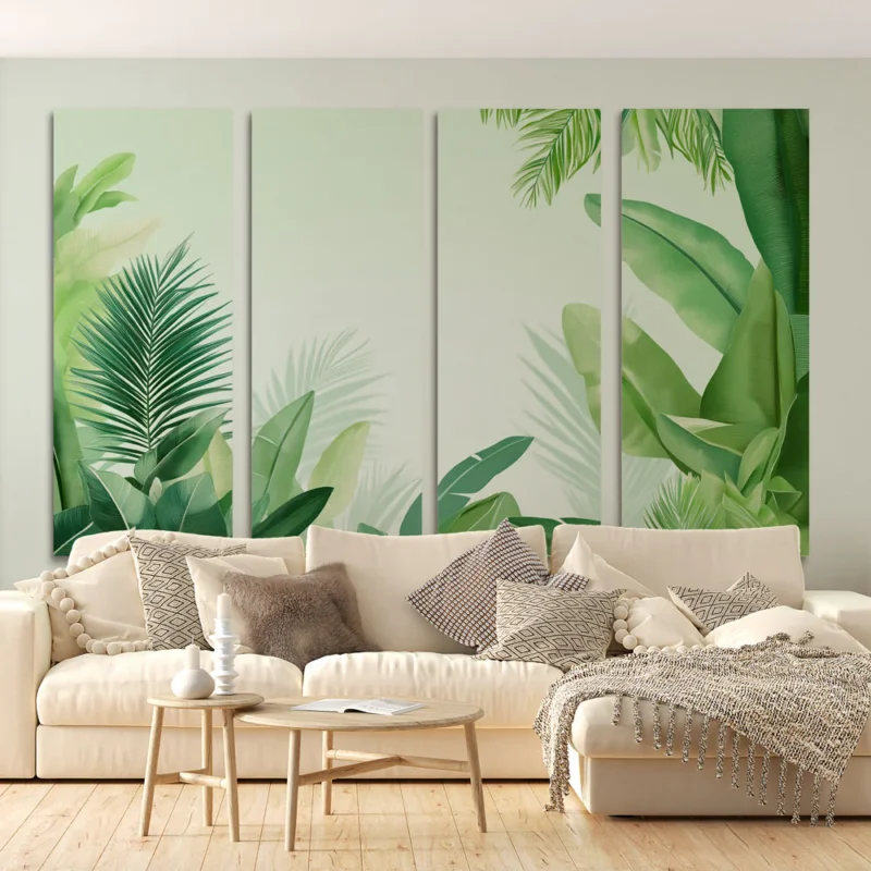 Remise Papier peint feuillage tropical Un mélange élégant de feuilles vertes luxuriantes
